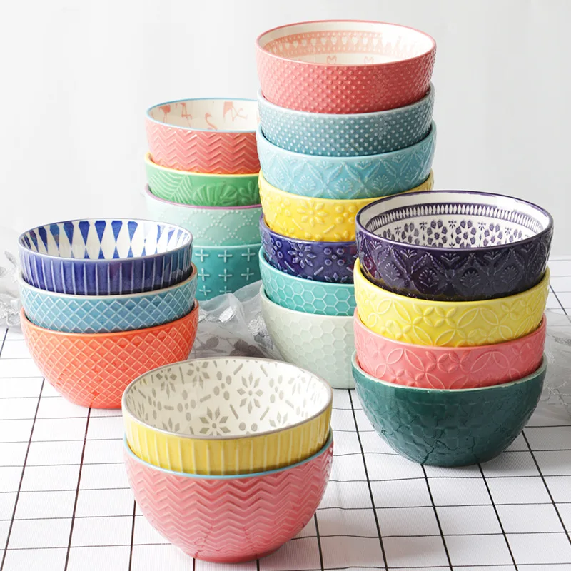 Теснением керамическая посуда бытовой приправа Чаша изоляции 4 5 дюймов десерт
