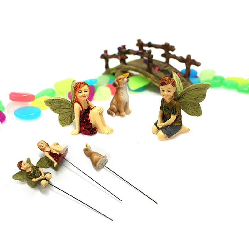 

Custom Resin Boys And Girls Bridge Set Plug-In Creative Resin Potted Plants Garden Ornaments Gifts PAK5