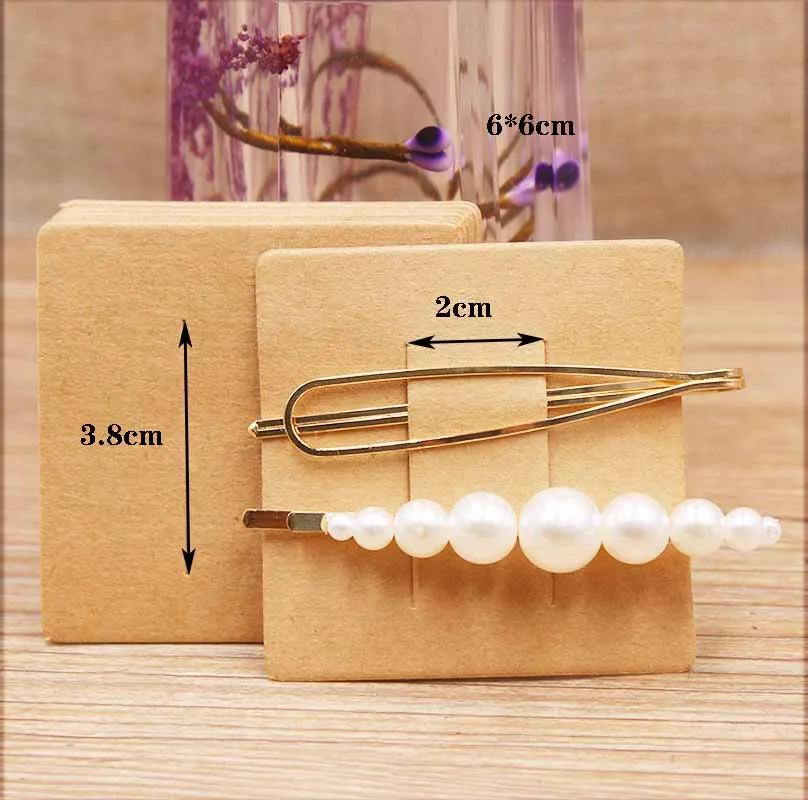 50 шт. Квадратная форма белая Ювелирная посылка клип-карта для волос крафт пустая