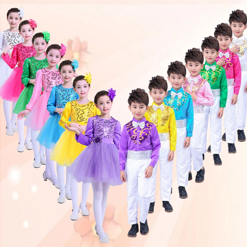 

Children's jazz dance Latin boys and girls boys recite dance costumes primary school chorus performance costumes