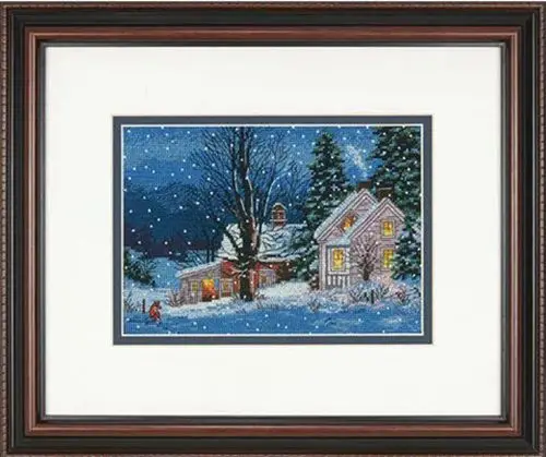 

t-WY Counted Cross Stitch Kit Quiet Night Snowy Night Winter dim 70-08935