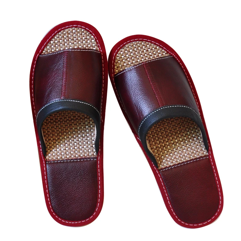 Шлепанцы из воловьей кожи для дома домашние сандалии с мягкой подошвой льняные