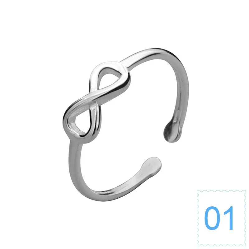 Silver 1 ElfoPlataSi,, Настоящее серебро 925 пробы, модное кольцо Бесконечность 8, коктейльное кольцо, размер 5, 6, 7, для девочек, Детский Рождественский подарок XY654 - Цвет основного камня: Silver 1