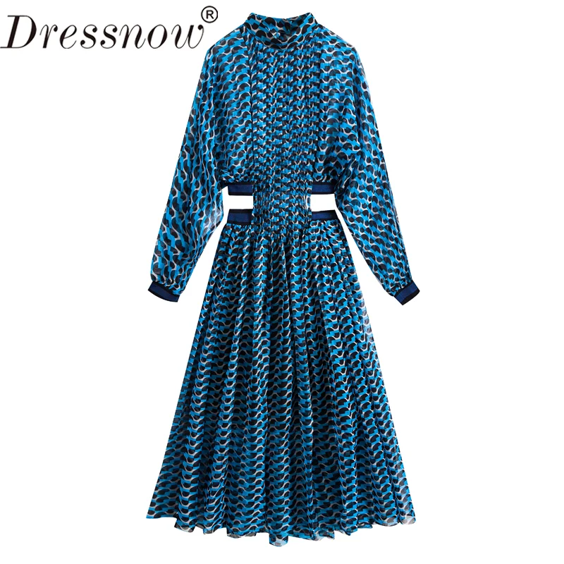Dressnow женское дизайнерское платье макси с рукавом 3/4 геометрическим принтом на