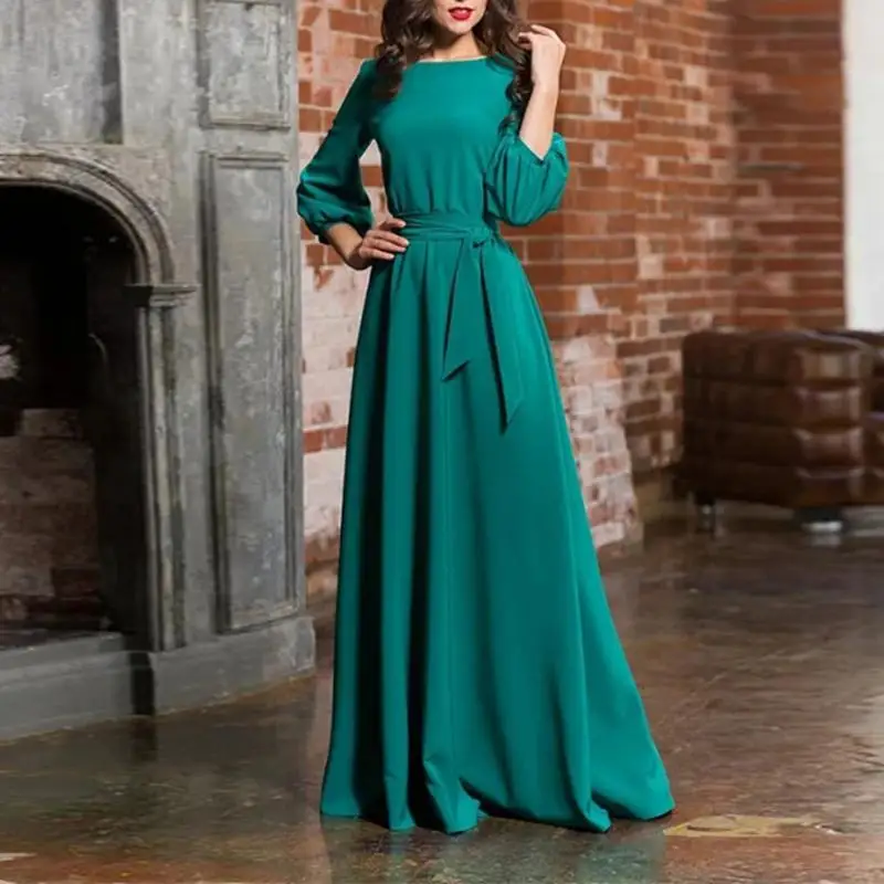 Винтажное длинное платье S 5XL года женское вечернее с длинными рукавами длиной до