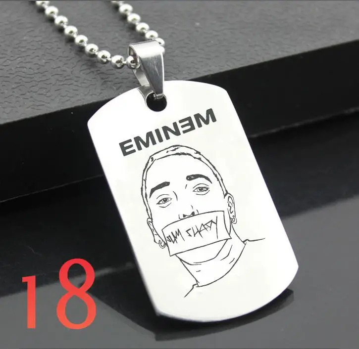 Темно-серый Eminem XH01 классический брелок из нержавеющей стали модные гравировальные бирки стальная подвеска-открытка для ожерелья - Цвет: Темно-серый