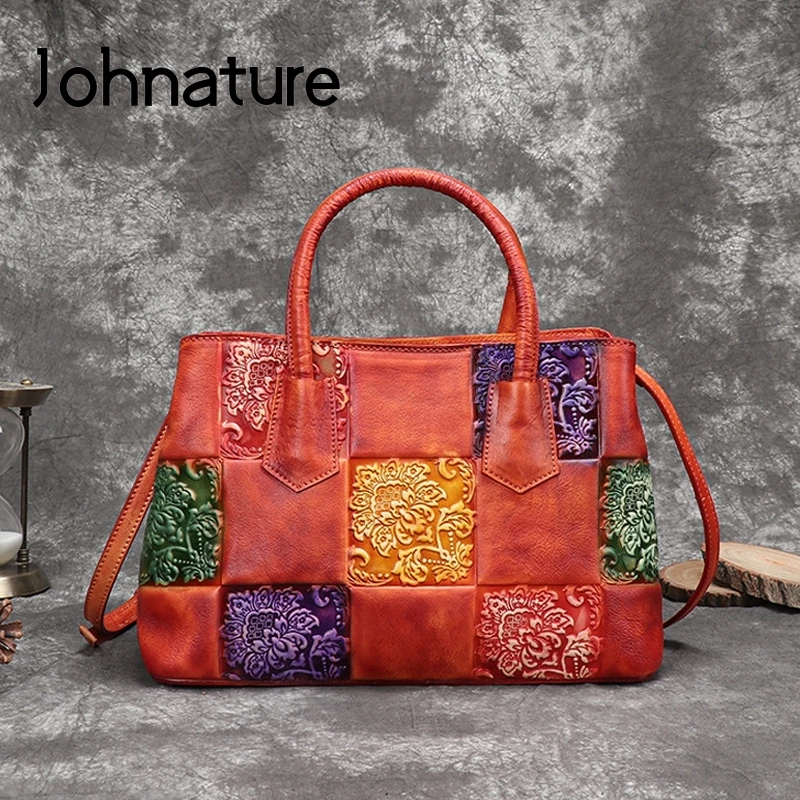 Женские винтажные сумочки из натуральной кожи Johnature вместительная сумка