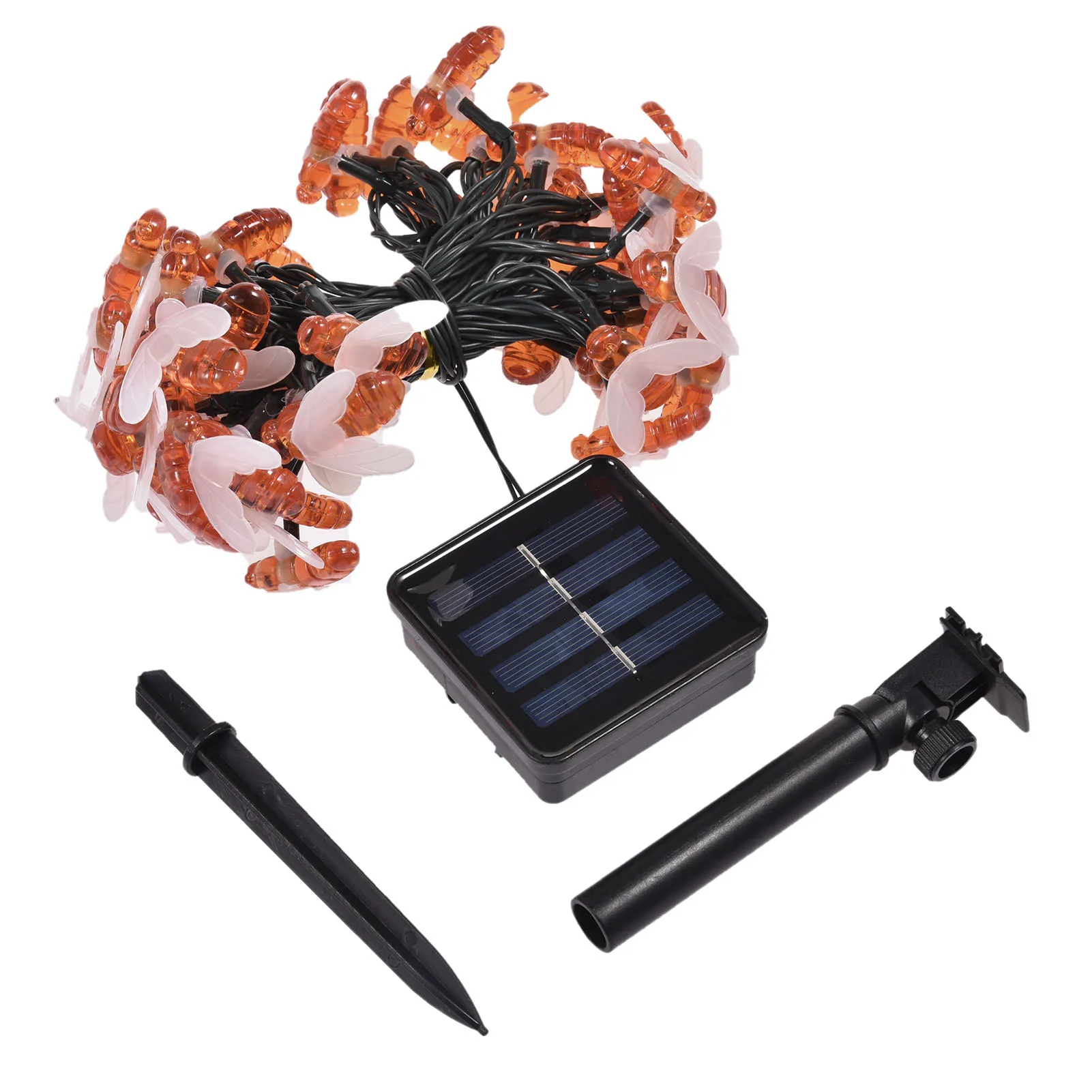 

50 LED Solar Garden Lights Outdoor Decor Courtyard Garden Decorative Lights Waterproof Bee Fairy String Light Warm Color Light