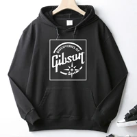discoveries of gibson white logo high quality printed hoodie 100 cotton pocket sweatshirt unique unisex top asian size