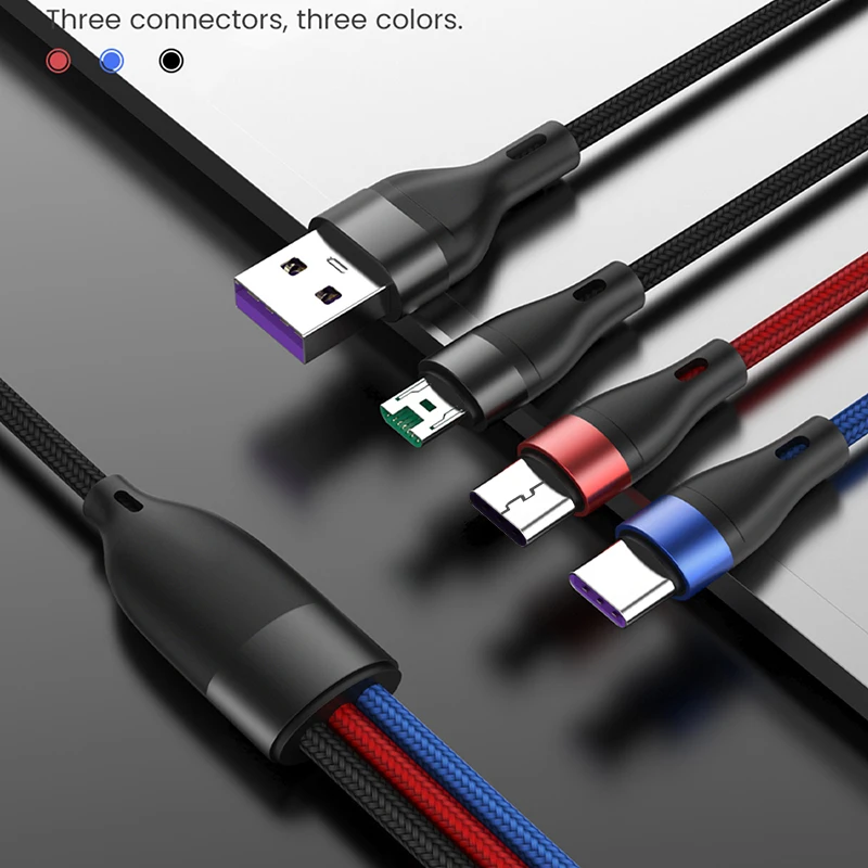 Многофункциональное быстрое зарядное устройство Micro USB C шнур передачи данных 3 в 1