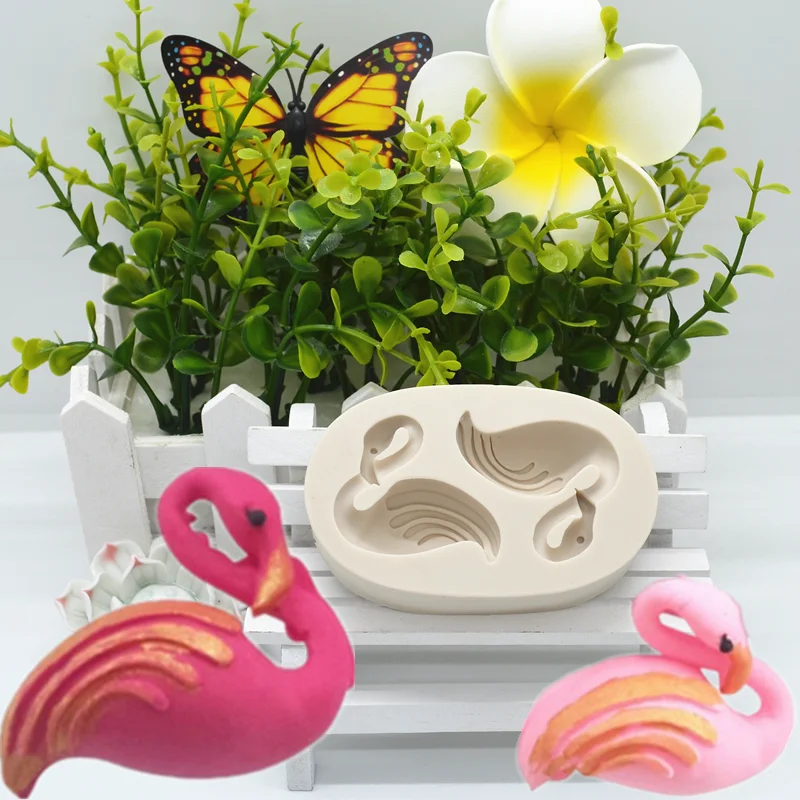 

Xiao Flamingo bird 3D lace silicone mold Resin kitchen Baking tool DIY chocolate cake dessert Mousse fondant mold for decoration