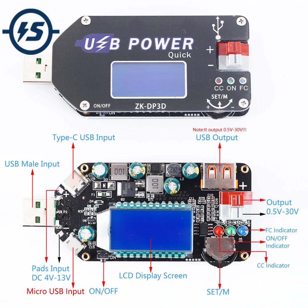 USB Повышающий Модуль питания регулируемый регулятор напряжения 15 Вт повышающий