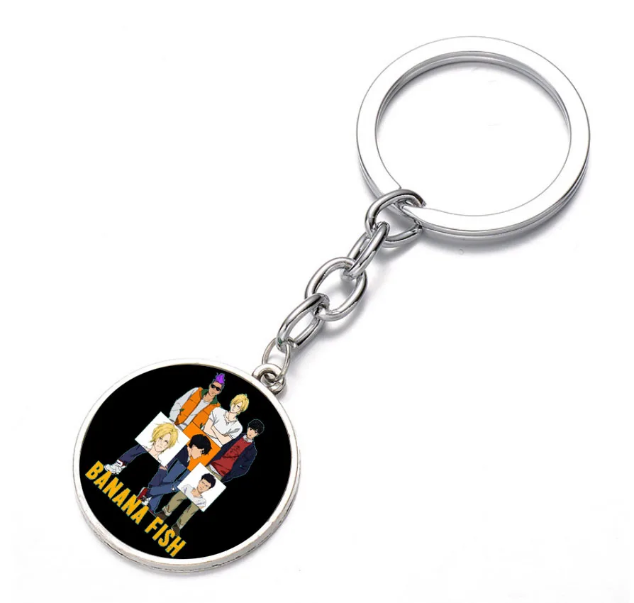 

anime BANANA FISH KeyChain Silver Bronze Cabochon Glass Keychain Metal Pendant for Women Men Gift Girlfriend key ring