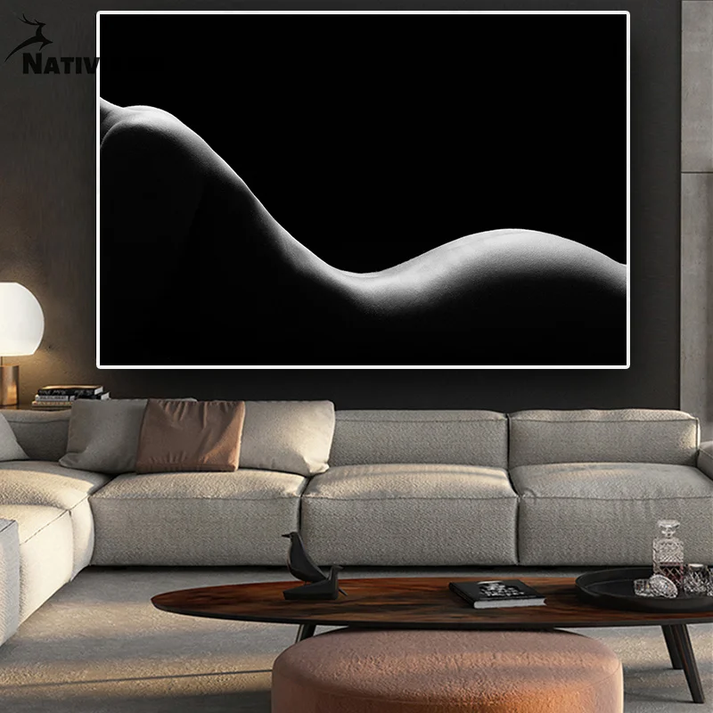

Female Body Curve Wall Poster Black and White Classic Nude Photo Wall Art Bedroom Bathroom Store Home Decoration Wallpapers