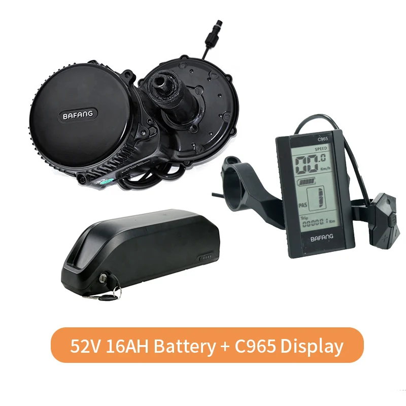52V16AH and C965 Bafang Mid приводной двигатель BBS02B 48V 750W Electriac Электрический велосипед Conversion Kit с Батарея 48 v/52 в 13AH/16AH/17.5AH литий-ионный аккумулятор, фара для электровелосипеда в Батарея - Цвет: 52V16AH and C965