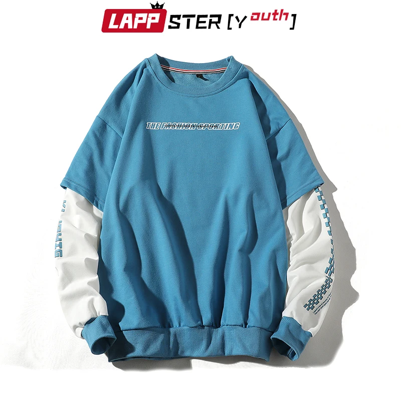LAPPSTER мужские забавные Лоскутные толстовки Harajuku в клетку 2019 s японский уличная