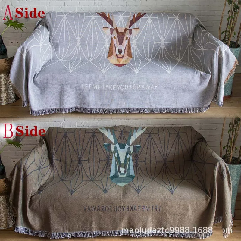 Плед для дивана в скандинавском стиле покрывало розового и серого цвета с