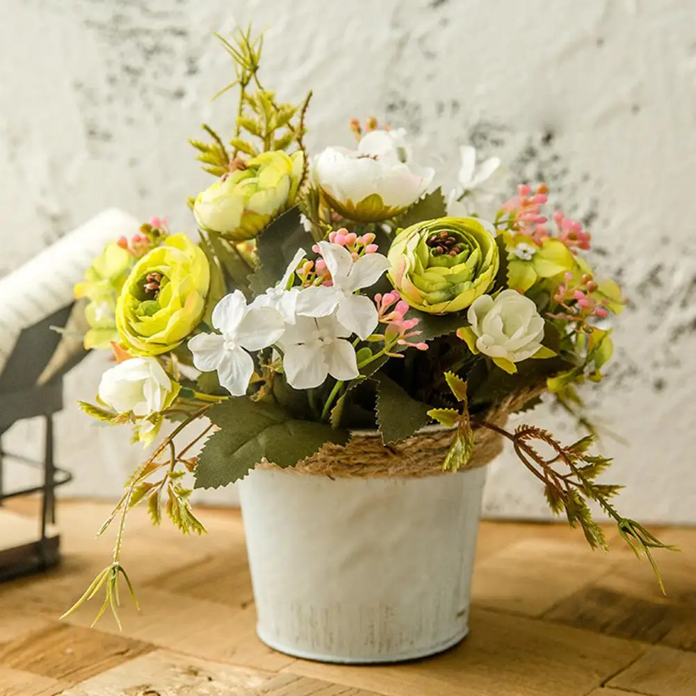 1Pc Artificial Tea Rose Hydrangea Fake Garden Flower DIY Wedding Decoration Bonsai Stage Party Desktop Home Decor Photo Prop - купить по