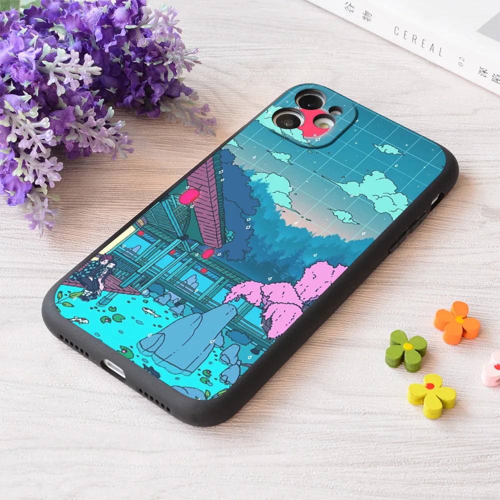 

For iPhone Demon Slaying Estate Print Soft Matt Apple Case