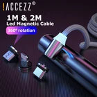 ! Магнитный кабель ACCEZZ, кабель быстрой зарядки для Samsung, iPhone 11 Pro, Type C, Xiaomi, Huawei, Micro, Магнитный провод зарядного устройства