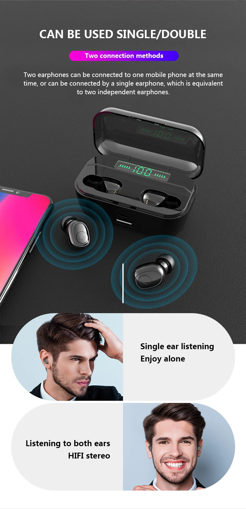 TWS Bluetooth 5,0, наушники со светодиодным дисплеем, шумоподавление CVC, 3500 мА/ч, чехол для зарядки, поддержка беспроводной зарядки, спортивные гарнитуры