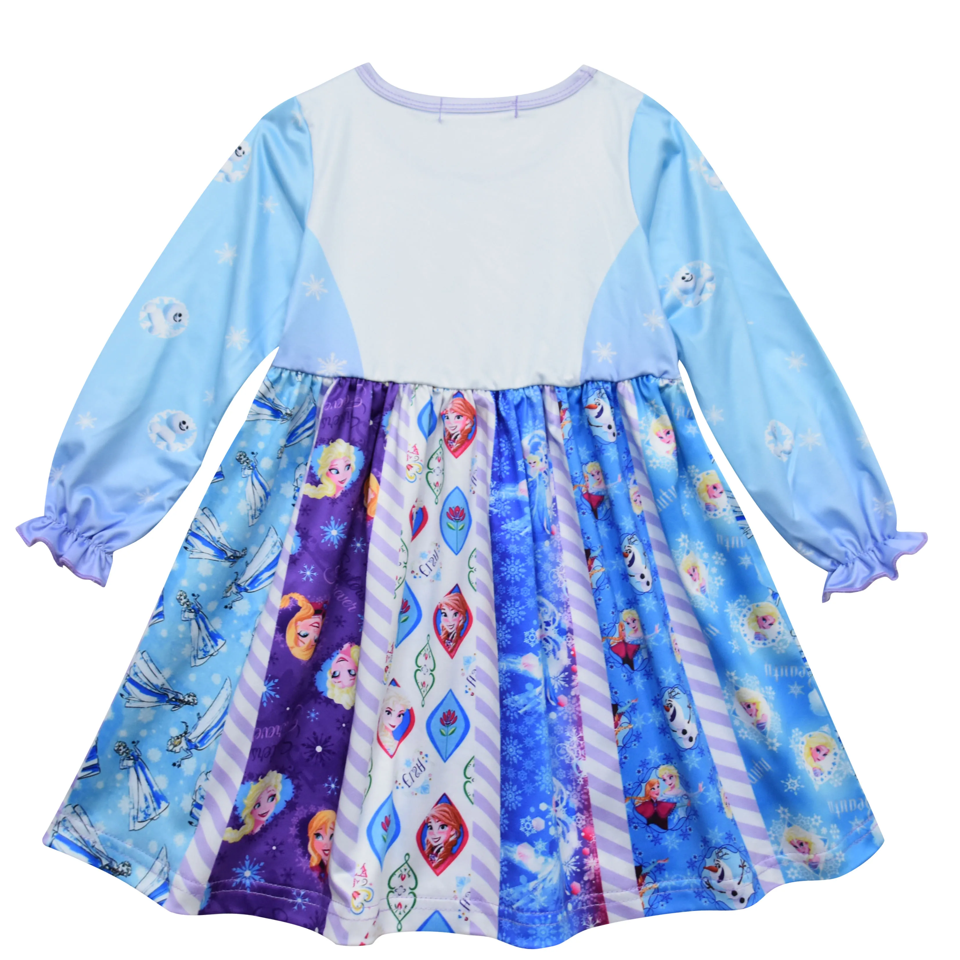 Children's wear Cartoon Long Sleeve Snow Queen Dress Anna Elsa Princess Christmas | Детская одежда и обувь