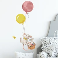 cute mouse balloon wall stickers kids baby room bedroom background home decoration decal living room wallpaper cartoon sticker