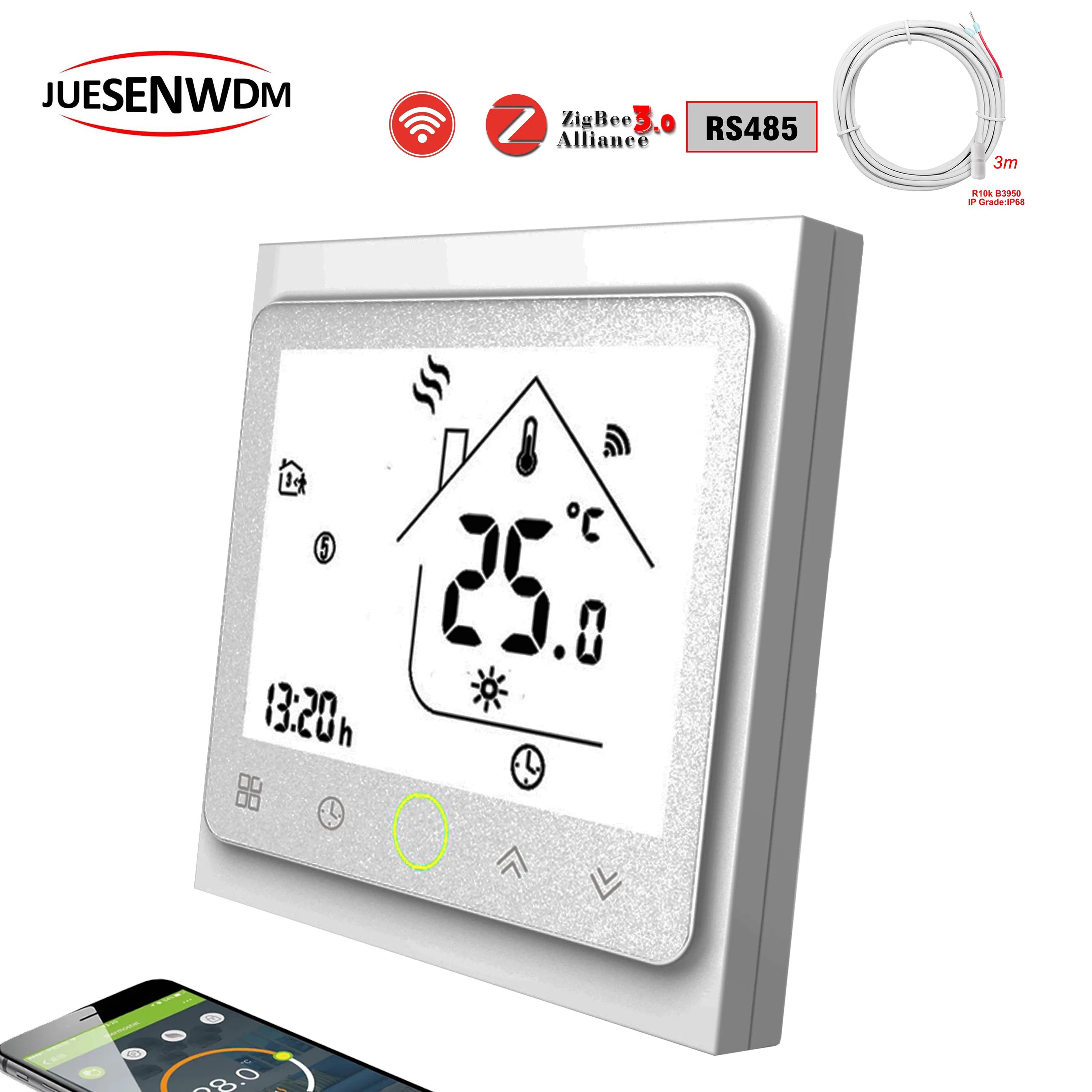 

220V 24V Thermostat with WIFI RS485 ZIGBEE Protocol Suitable for Water Heating,Gas Boiler,Electric Heat Work Alexa Google Home
