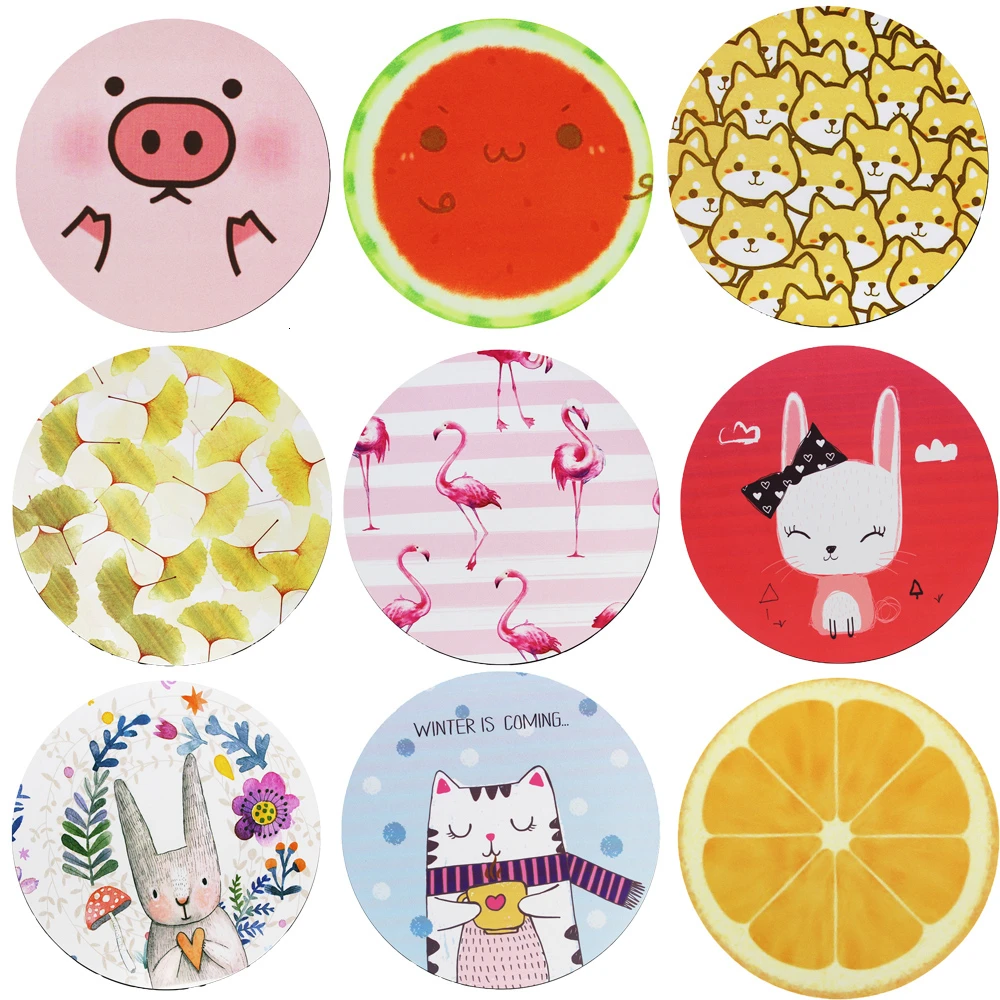 Милый круглый коврик для мыши CHYI с мультяшным котом/кроликом/свиньей