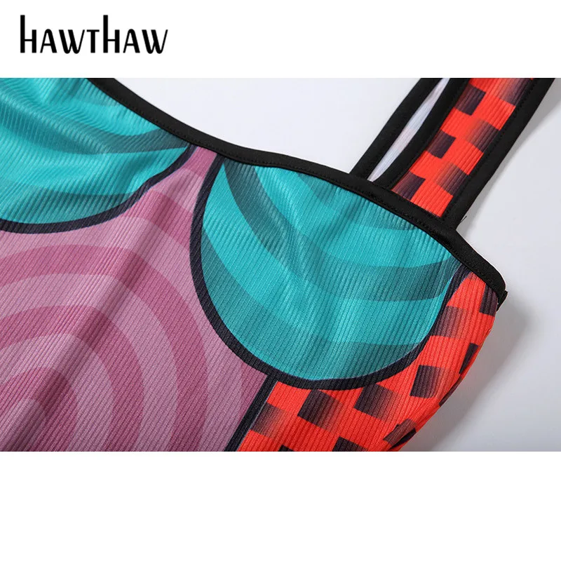 

Hawthaw Women Autumn Winter Sleevelss Color Block Printed Skinny Bodycon Jumpsuit Romper Playsuit 2020 Fall Clothes Streetwear