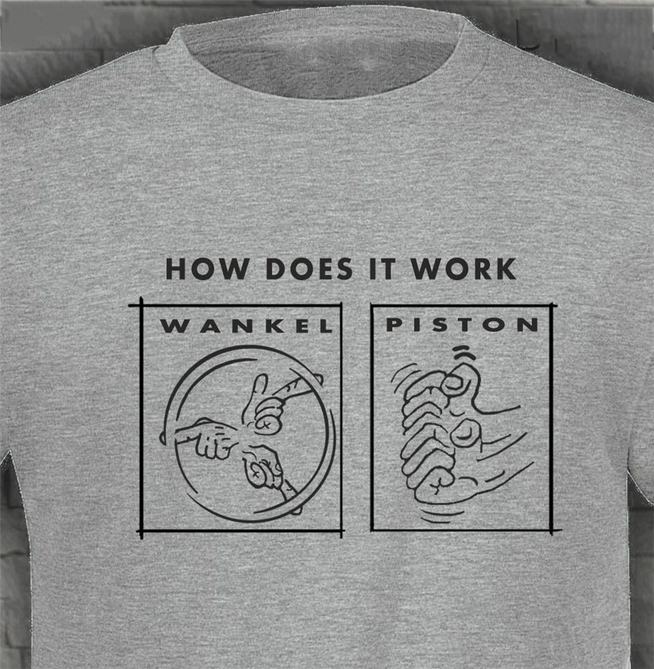 Футболка Wankel смешная против поршневого роторного двигателя Rx7 Rx8 Mazda Fans 12A 13B S 3XL
