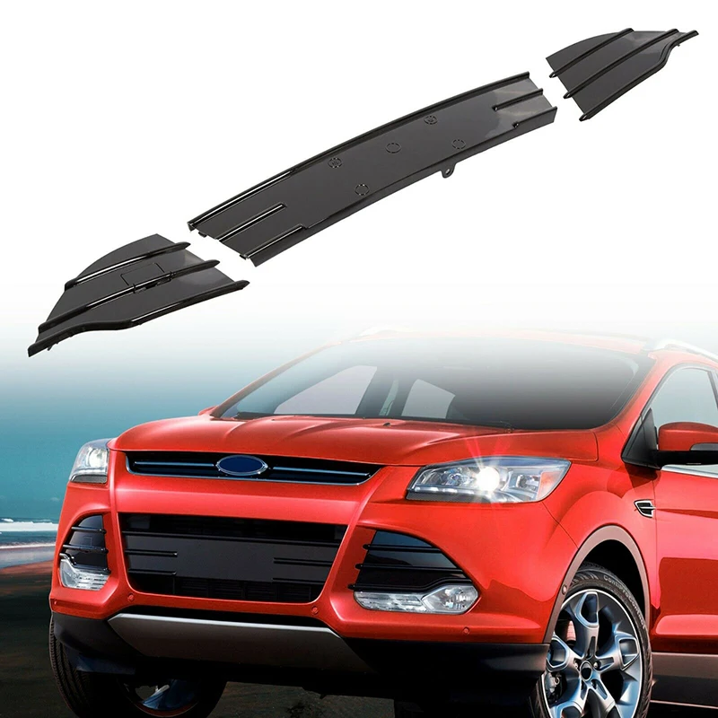 3Pcs Car Trim Front Bumper Lower Grille Fog Protector Cover for Ford Escape Kuga 2013-2016(Gloss Black) | Автомобили и мотоциклы
