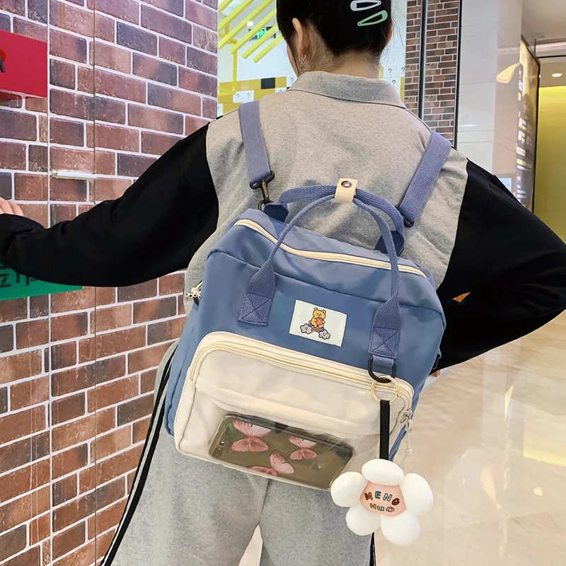 

Многофункциональный водонепроницаемый рюкзак для женщин, нейлоновый прозрачный маленький ранец на плечо для кавайных девушек, школьный по...