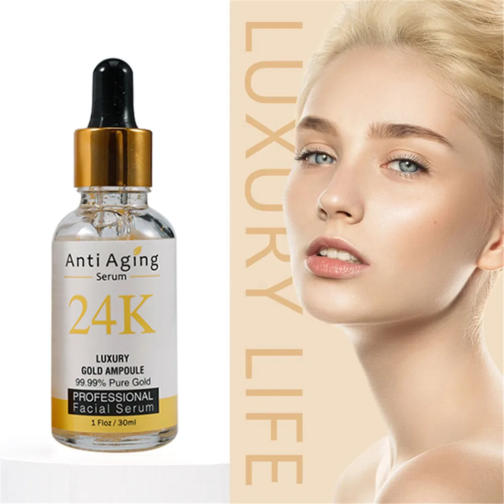 

24k Gold Face Serum Hyaluronic Acid Serum Moisturizing Whitening Firming Anti Aging Wrinkle Face Skin Care 30ML