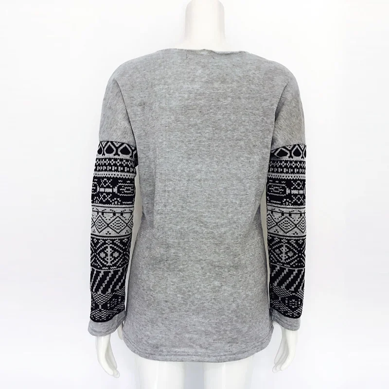 

Women Autumn T-shirts Round Neck Long Sleeves Print Slim Fit Pullover Casual Tops TT@88