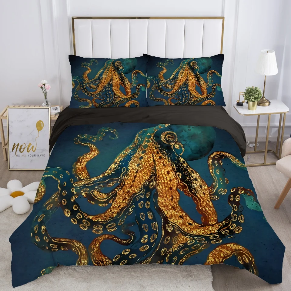 

Duvet Cover Set 3D Bedding Sets Double Single Blanket Quilt Cover octopus Retro luxury Bedclothes Bed Linings EUR UK 2-3pcs/set
