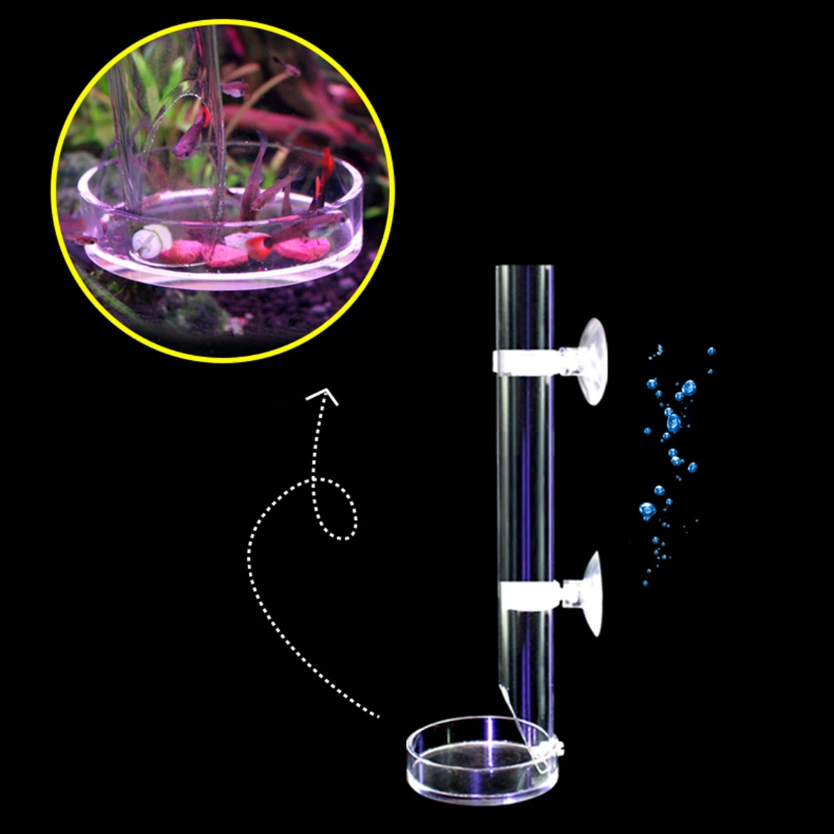 

Behogar Shrimp Feeding Dish Acrylic Shrimp Food Feeder with 6cm Dish Bowl for Aquarium Fish Tank Fish Food Feeding Tube