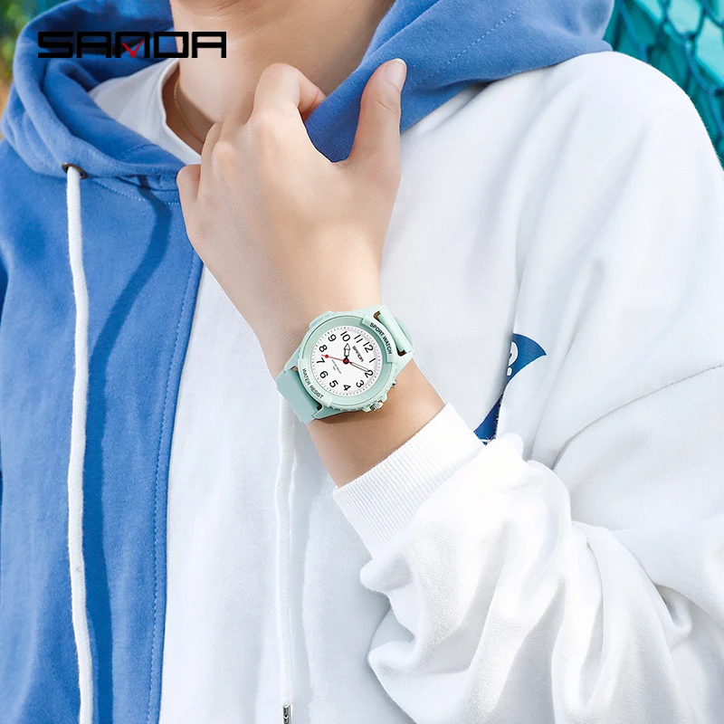SANDA 6018 новые модные детские часы спортивные аналоговые наручные часы повседневные студенческие водонепроницаемые часы подарок часы Reloj Mujer ... от AliExpress WW