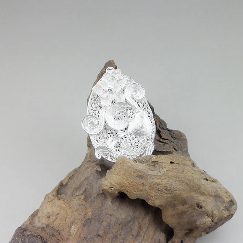 Кулон из стерлингового серебра 999 пробы в виде рыбьего цветка ожерелье чакра