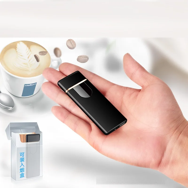 

Electronic Rechargeable Lighter USB Charging Touch Screen Lighter Metal Windproof Flameless Cigarette Lighter Men Smoking Gift