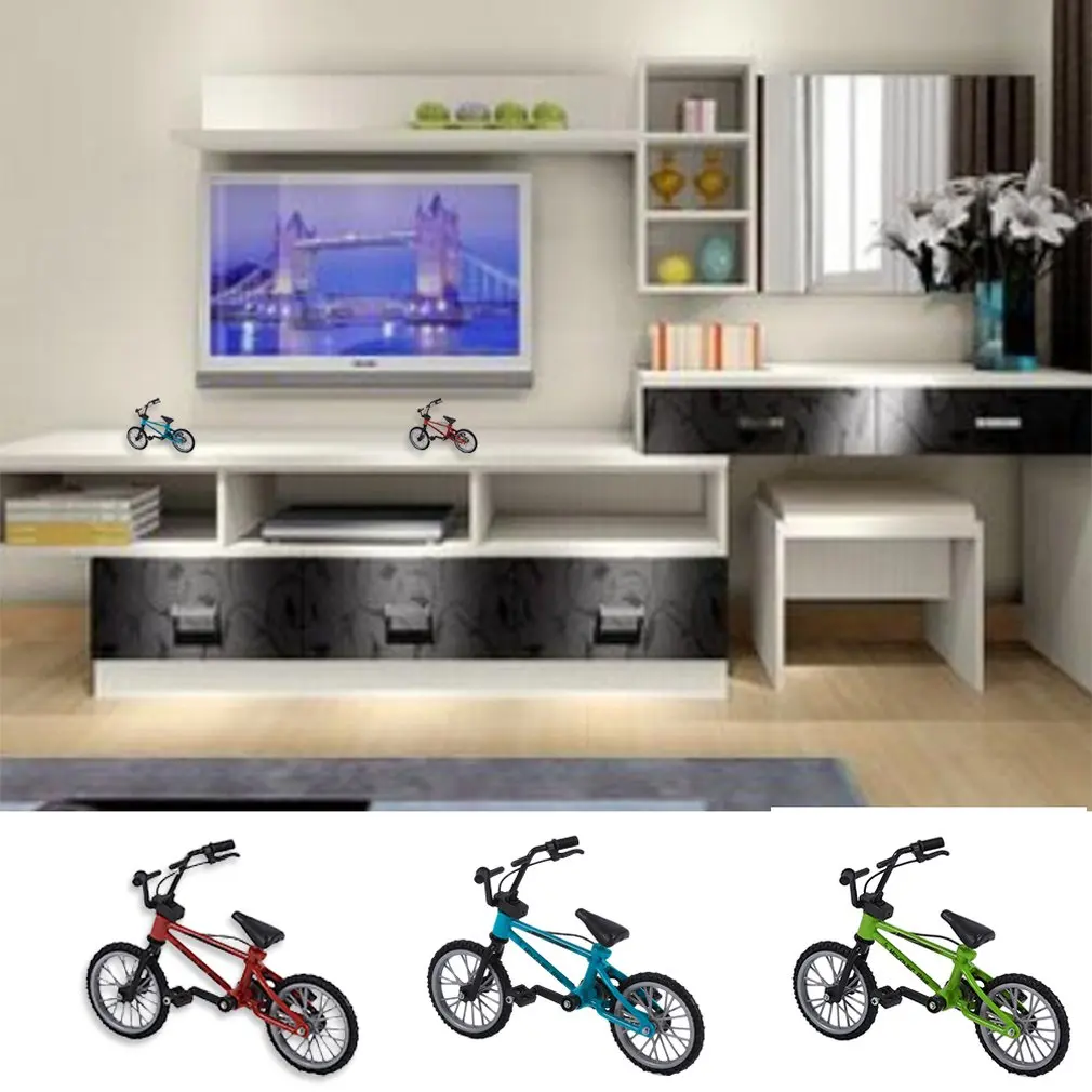 Сплав мини Finger Bikes палец доска велосипеда игрушки с тормозной трос синий