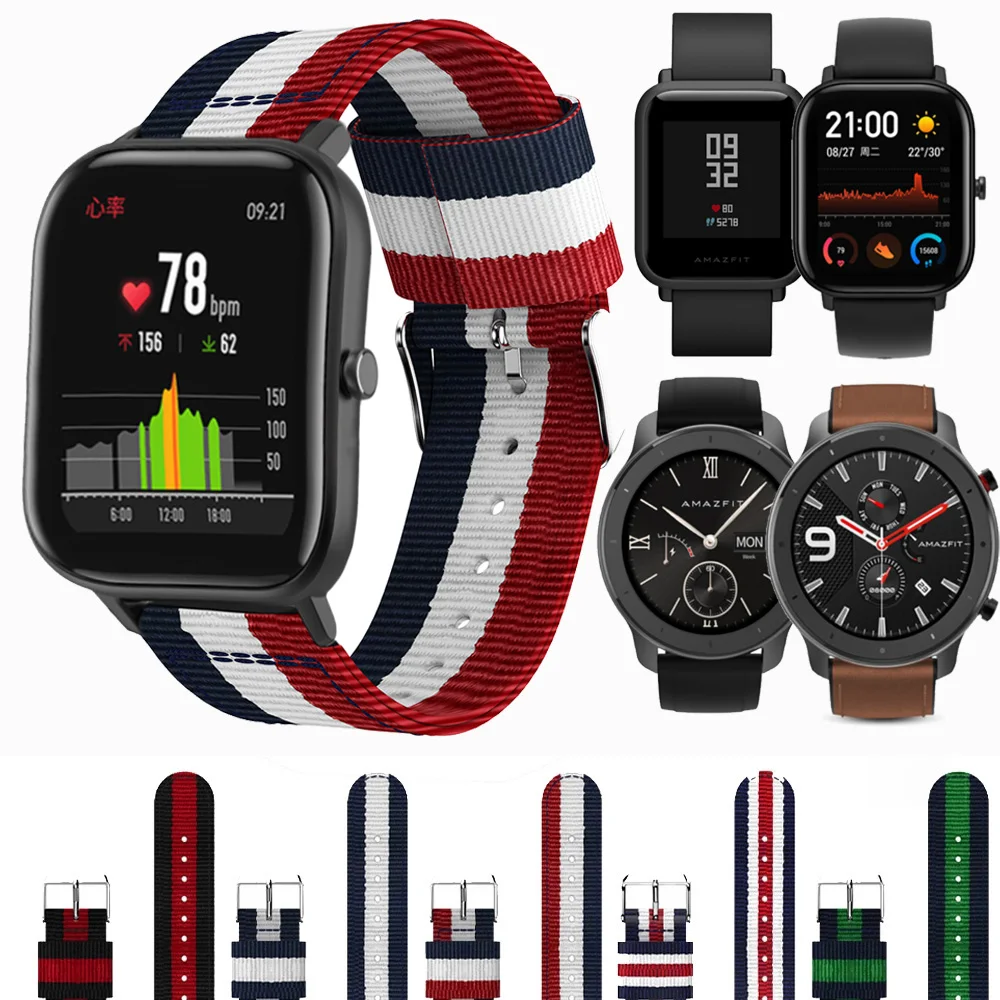 Для Xiaomi Huami Amazfit GTR 47 мм 42 нейлоновый спортивный ремешок 20/22 наручный браслет для GTS
