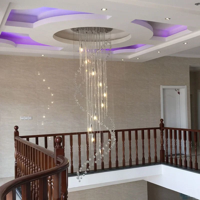 Современный Большой Размеры хрустальная люстра спиральные длинные лестничные