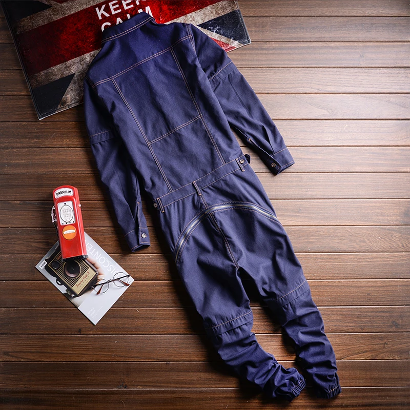 ZYYong Detachable Sleeve Short Men's Denim Jumpsuits Two Way Overalls Black Purple Fashion Jeans Trousers Hip-Hop Cargo Pants