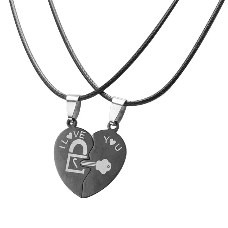 Пара ожерелье цепочка подвеска в виде разбитого сердца Lover Ожерелье нержавеющая