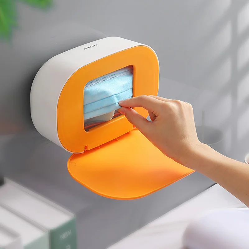

Wall Mounted Mask Storage Box Desktop Tissue Box with Lid Dustproof Disposable Mask Container Organizer for Masks Wet Tissues