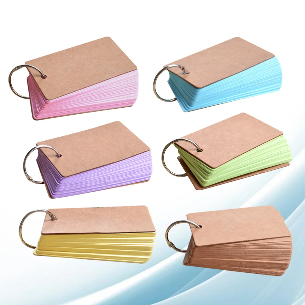 

6pcs Kraft Paper Binder Ring Easy Flash Cards Memo Scratch Notes Pads for School Office Staionery Supplies