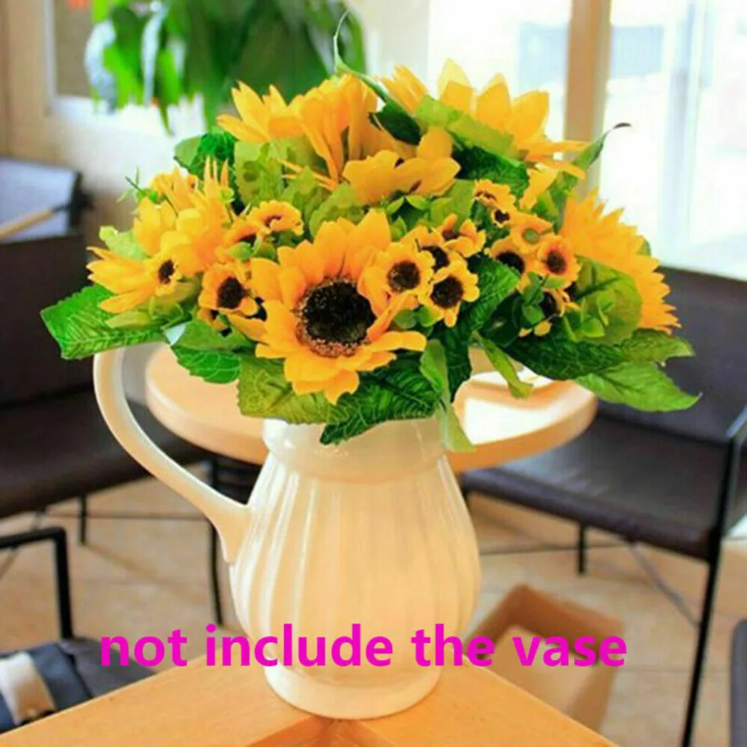

13 Beautiful Sunflower Head Flower Artificial Bouquet Real Touch Flower Garden Party Wedding Home Decoration DIY