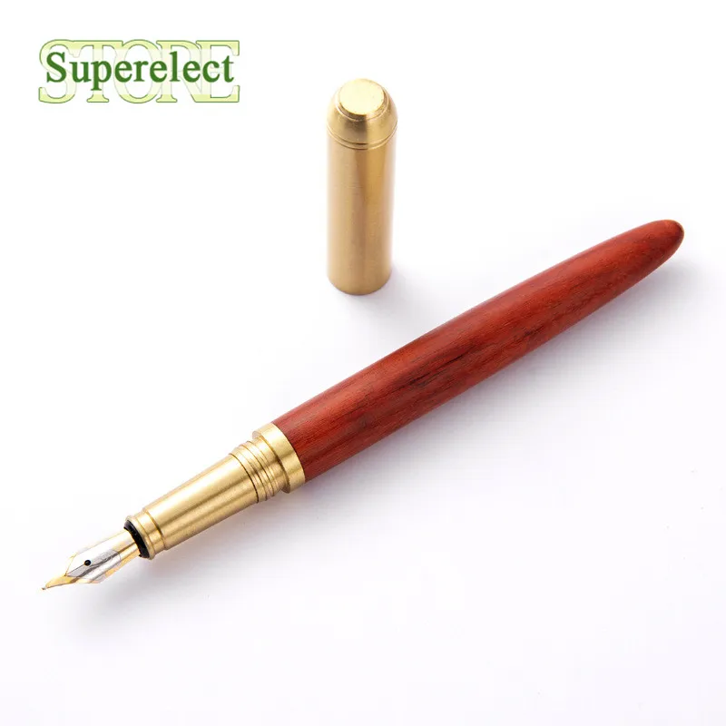 Ручка ручка из эбенового дерева золотисто-красная перьевая с вращением сандалии