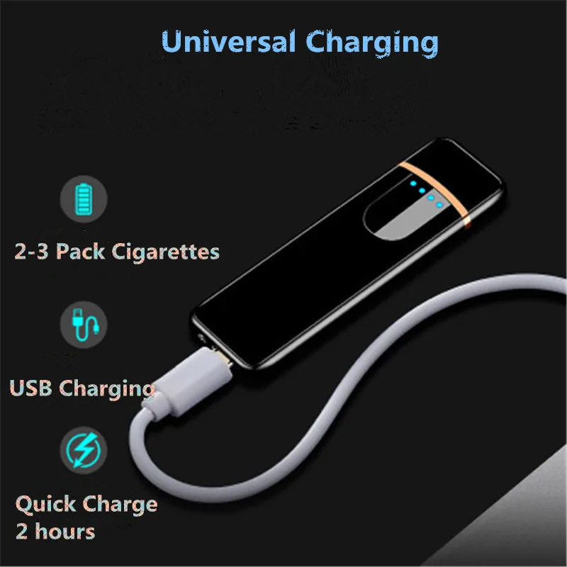 Тонкая USB зарядка Зажигалка сенсорный экран электронные зажигалки для сигарет